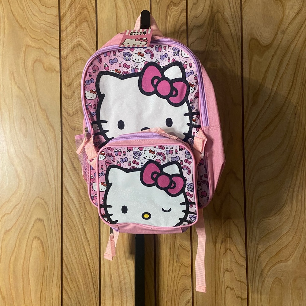 Hello Kitty Pink Backpack with Detachable Lunch Kit Sanrio Kawaii 16” NWT